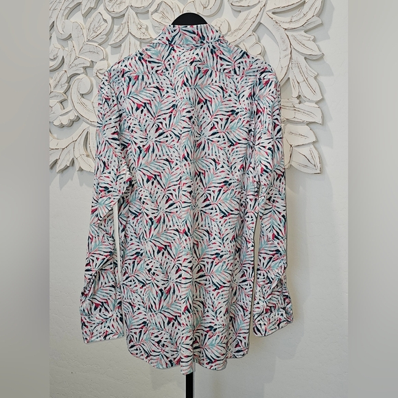 NWT Daniel Cremieux Leaf Pattern Casual Shirt - Pink, Green, White Sz Large (38) - Picture 4 of 6